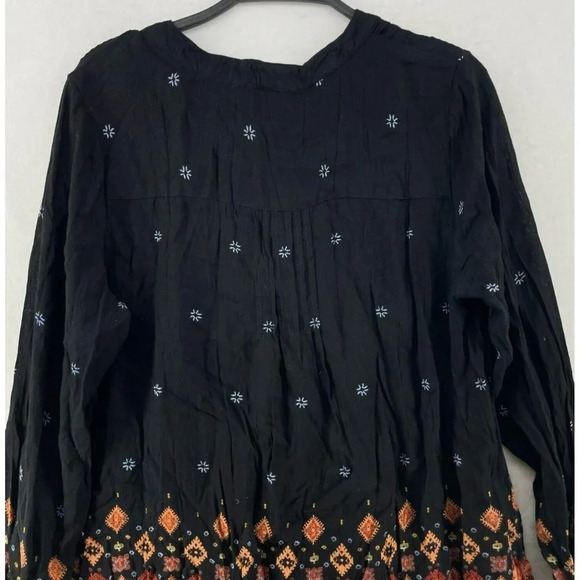 Vintage Coldwater Creek Blouse Women's Sz XS Black Southwestern Print Button Up - Picture 9 of 11